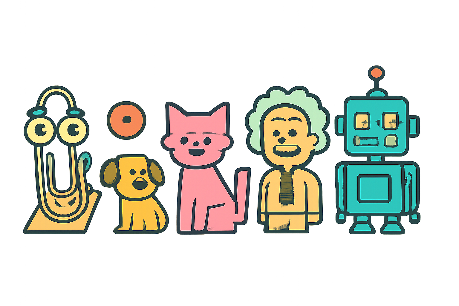 The Microsoft Office Assistant characters lined up together
