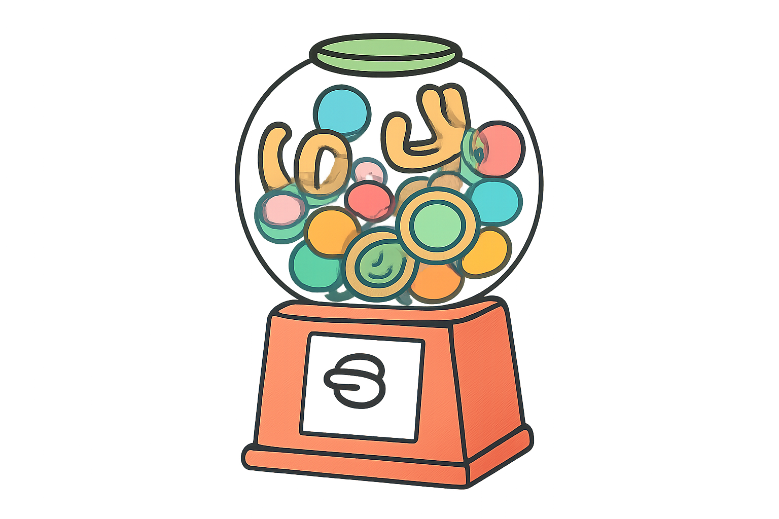 A 90s quarter toy vending machine filled with colorful prizes